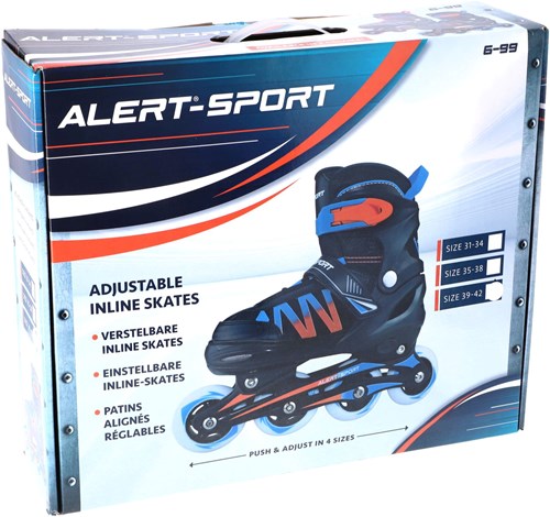Alert inline skates skeelers blauw oranje maat 39-42 verstelbaar