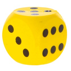 Grand dé en mousse souple jaune 16cm - jouet jeu de dés