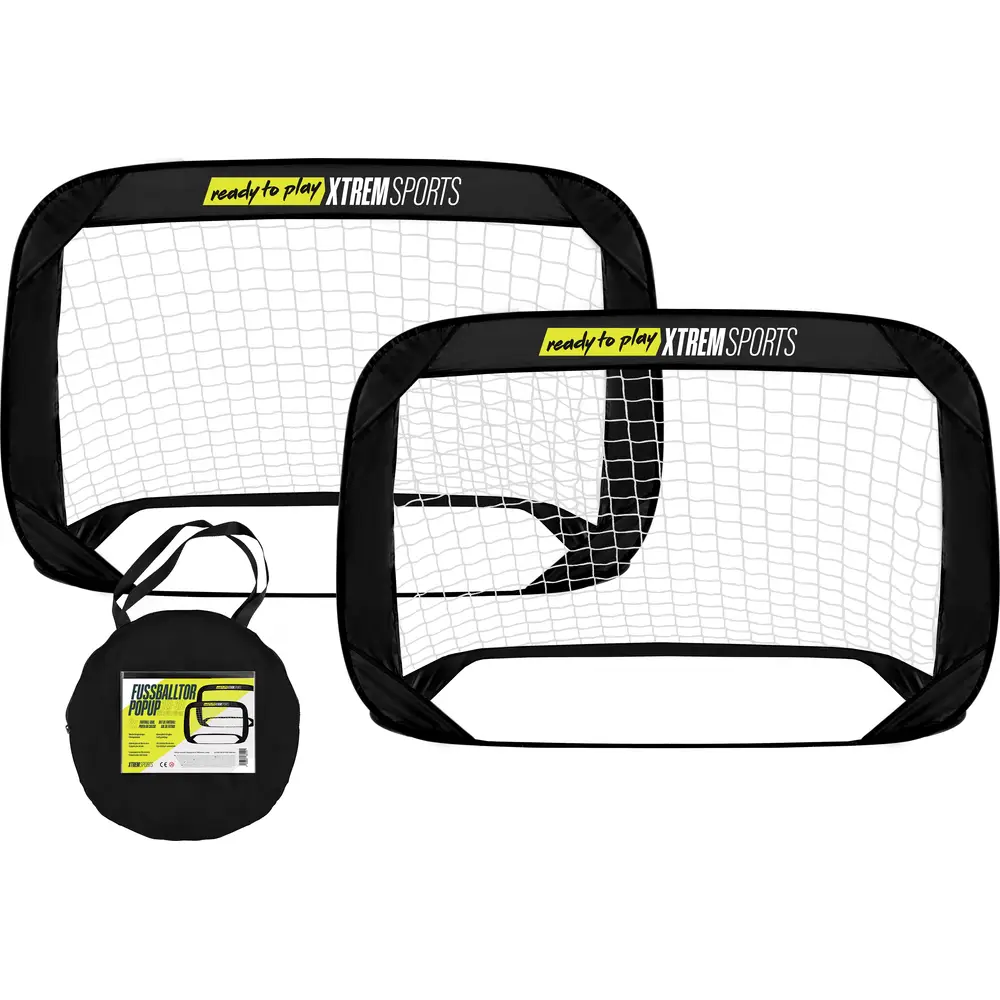 Fin Fun voetbaldoel pop-up set van 2 - voetbaldoeltjes 120x80x80cm draagbaar