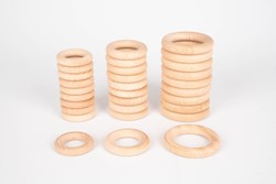 TickiT houten speelringen 70mm - natuurlijk beukenhout - set van 10
