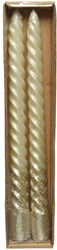 Decoris dinerkaars swirl crème glitter set van 2 luxe kaarsen