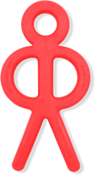ARK Therapeutic jouet à mâcher figurine rouge jouet à mordiller enfants Kauwbaar poppetje met lange armen om ook de achterste kiezen te bereiken.