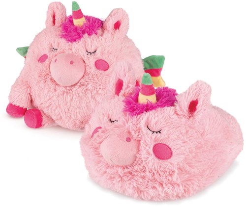 Noxxiez voetenwarmer eenhoorn - pluche roze kussen speelgoed-2