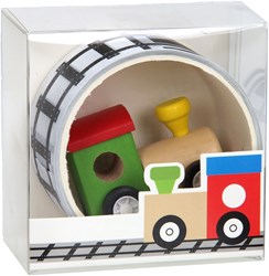 Houten trein speelgoed met wegtape - 8 meter spoorrails - kindercadeau