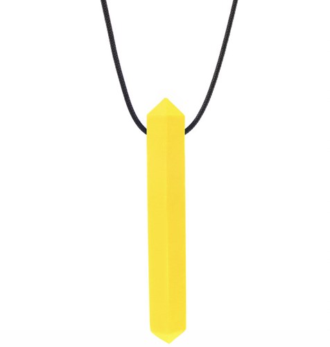 ARK Therapeutic collier à mâcher bijou sensoriel jaune pour tous âges Discrete, edelsteenvormige kauwketting voor kalmerende orale input bij kinderen, tieners en volwassenen.