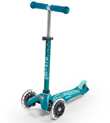 Micro kinderstep Mini Micro Deluxe LED aqua - verstelbaar stuur en LED-wielen