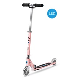Micro kinderstep LED - verstelbaar, inklapbaar, roze, lichtgevende wielen