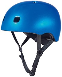 Micro casque enfant vélo trottinette bleu métallique avec lumière LED S
