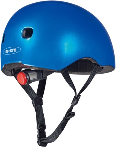 Micro casque enfant vélo trottinette bleu métallique avec lumière LED S-3