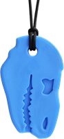 ARK Therapeutic kauwketting sensorisch speelgoed T-Rex XXT koningsblauw Stevige, brede kauwketting in T-Rex-vorm, geliefd bij dinofans, voor kinderen en volwassenen.