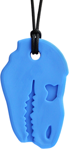 ARK Therapeutic collier à mâcher jouet sensoriel T-Rex XXT bleu royal Stevige, brede kauwketting in T-Rex-vorm, geliefd bij dinofans, voor kinderen en volwassenen.