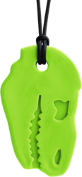 ARK Therapeutic kauwketting Dino-Bite sensorisch speelgoed limegroen XT Stevige, brede kauwketting in T-Rex-vorm, geliefd bij dinofans, voor kinderen en volwassenen.