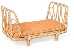 Rotan poppenwiegje met caramel matrasje