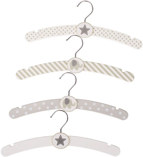 Goki cintre en bois éléphant et étoiles gris blanc chambre enfant-2