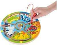 Goki houten magneet doolhof leren tellen dierentuin spel-3