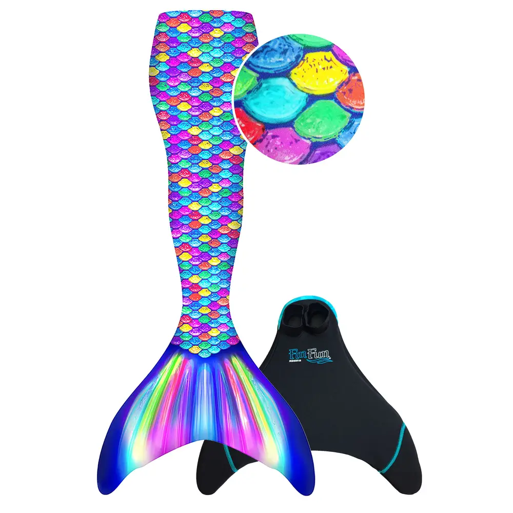 Fin Fun zeemeerminstaart Rainbow L/XL met monovin voor kinderen