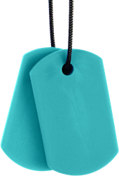 ARK Therapeutic bijou à mâcher Chew Tags - jouet à mâcher sensoriel pour enfants Dunne, discrete kauwketting met twee hangers in dog-tag-stijl, voor kinderen en volwassenen.