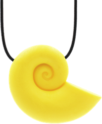 ARK Therapeutic collier à mâcher coquillage jaune jouet sensoriel Schelpvormige kauwketting die dikker wordt naar buiten toe, voor uiteenlopende kauwbehoeften.
