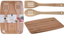 Excellent Houseware bamboe snijplank met saladebestek - keukenaccessoire