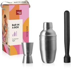 Vacu Vin coffret cocktail argenté 3 pièces ustensiles bar cadeau