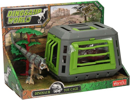 Coffret de jeu dinosaure avec cage - set de jouets pour enfants - jouet dinosaure