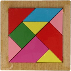 Lobbes houten tangram puzzel educatief speelgoed multi kleuren