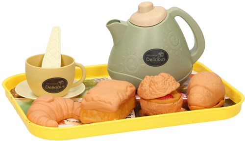 Plateau aliments factices thé et petits pains set de jeu pour enfants-2