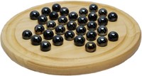 HOT Games Solitair houten denkspel 22 cm met zwarte glazen kogels