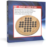 HOT Games Solitair houten denkspel 22 cm met zwarte glazen kogels-3