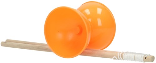Lobbes diabolo jouet orange plastique avec baguettes en bois