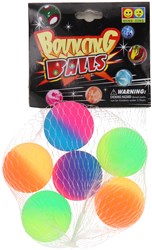 Stuiterballen kleurrijk speelgoed set van 6 stuks 3 cm diameter