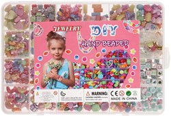 Lobbes boîte de rangement perles pastel - set créatif pour enfants