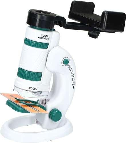 Lobbes set de microscope jouet vert avec support smartphone et accessoires-3