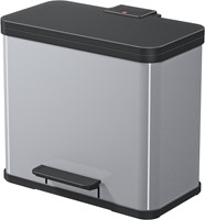 Hailo poubelle à pédale tri des déchets duo plus 26 litres argent cuisine-2