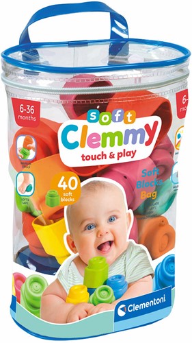 Clementoni Baby Soft Clemmy Blokken met Opbergtas, 40dlg.