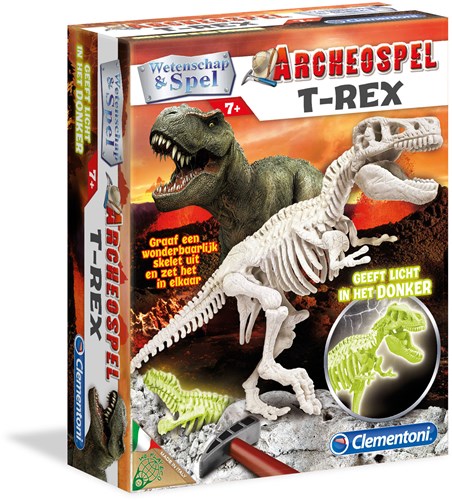 Clementoni archeologie speelgoed T-Rex fluoriserend 7+ educatief