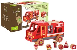 Jouéco camion de pompiers en bois avec formes - jouet éducatif