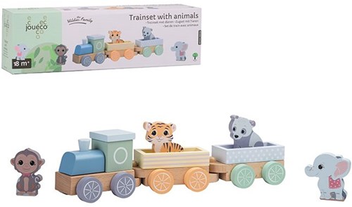 Jouéco houten treinset Wildies Family met dieren - duurzaam speelgoed-2