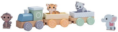 Jouéco houten treinset Wildies Family met dieren - duurzaam speelgoed