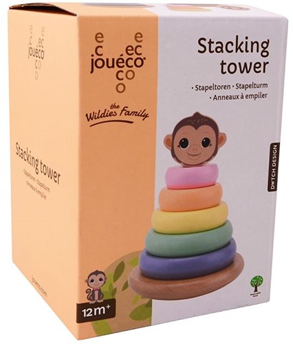 Johntoy houten stapeltoren The Wildies Family multicolor speelgoed-3