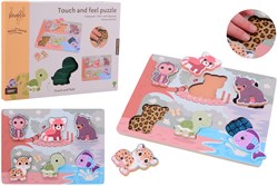 Jouéco houten puzzel The Wildies Family zachte vakjes educatief speelgoed
