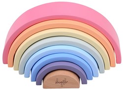 Jouéco houten regenboog speelgoed - 8-delig - kleurrijk stapelspel