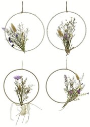 Decoris hanger gedroogde bloemen decoratie multi kleur 22cm metaal