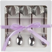 Decoris theelepelset rvs vlinder 4-delig zilver kinderservies