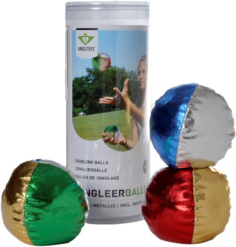 Longfield Games jongleerballen metallic 2,5 inch set in koker