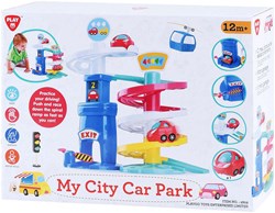 Play autobaan parkeergarage kunststof rood speelgoed auto