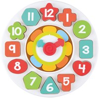 Play Houten Sorteer Vormen - en Leerklok , 13dlg.-2