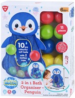 Play badspeelgoed opberger pinguin - bad organizer met ballen 11-delig