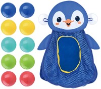 Play badspeelgoed opberger pinguin - bad organizer met ballen 11-delig-2