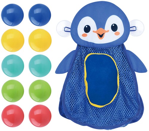 Play badspeelgoed opberger pinguin - bad organizer met ballen 11-delig-2